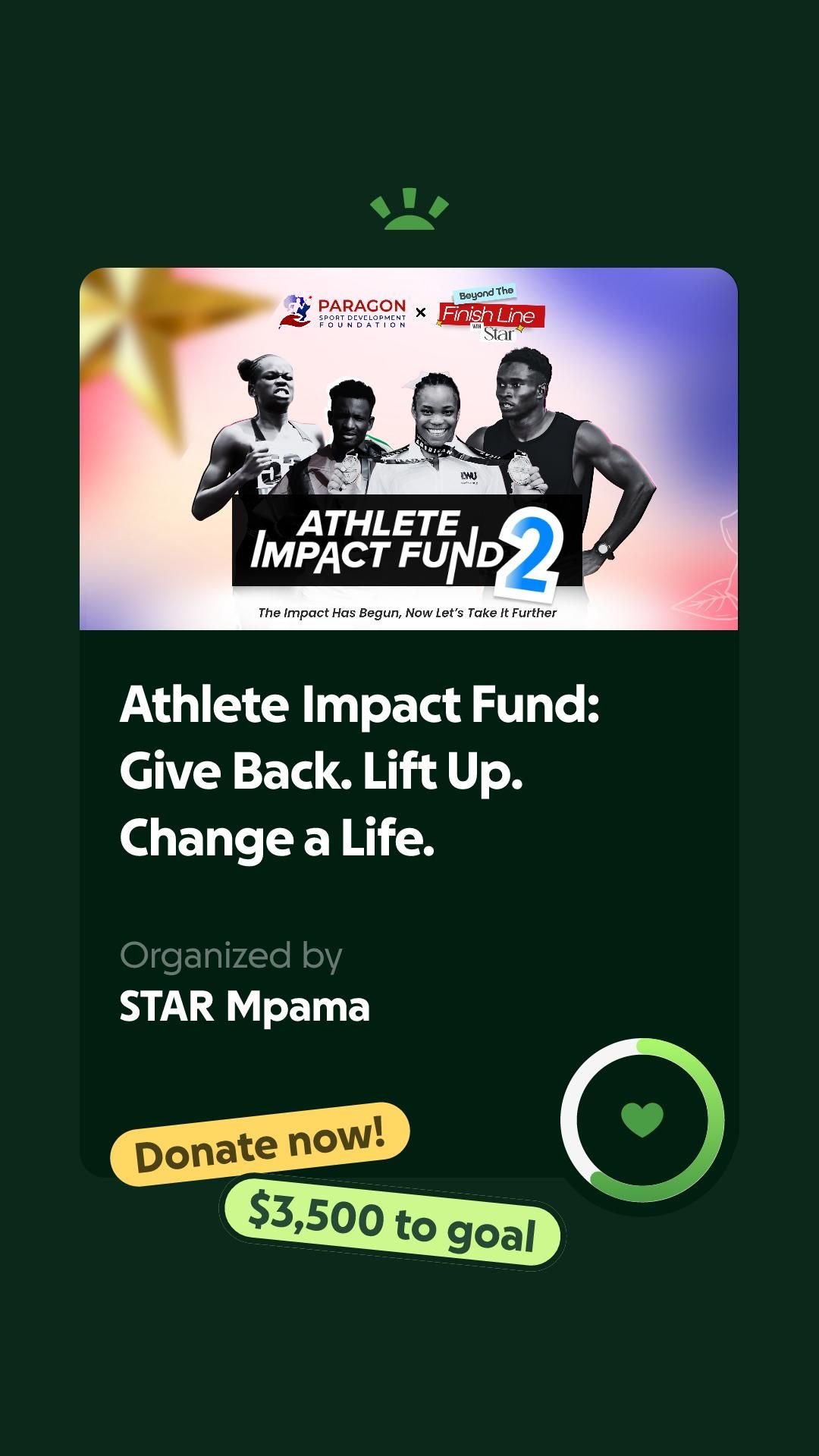 Athlete Impact Fund 2026 flyer: Give back. Lift up. Change a life.