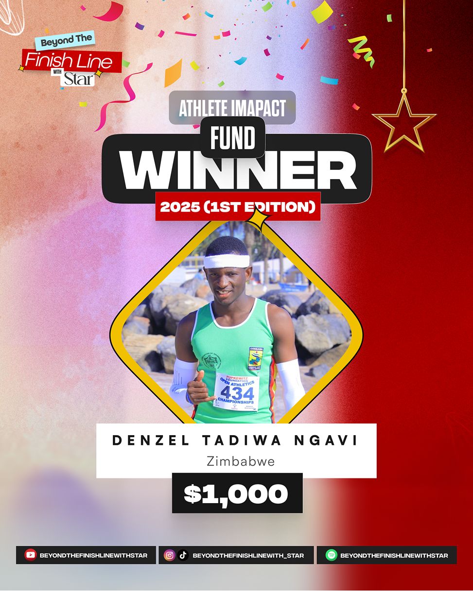 Athlete Impact Fund winner card for Denzel Tadiwa Ngavi, Zimbabwe, $1,000