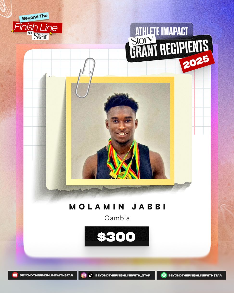 Athlete Impact Fund recipient card for Momodou Lamin Jabbi, The Gambia, $300