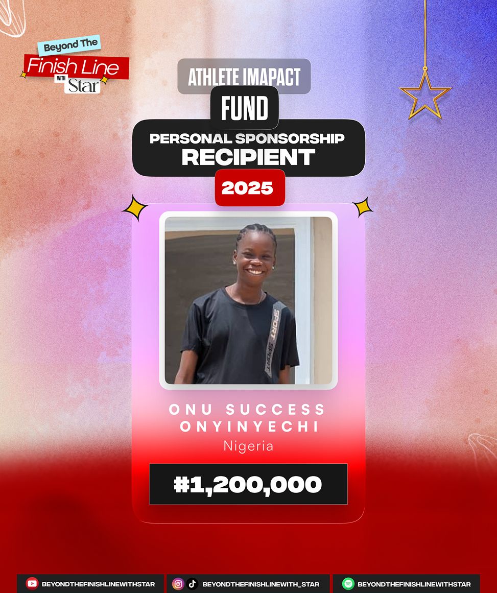 Athlete Impact Fund recipient card for Onu Success Onyinyechi, Nigeria, ₦1,200,000