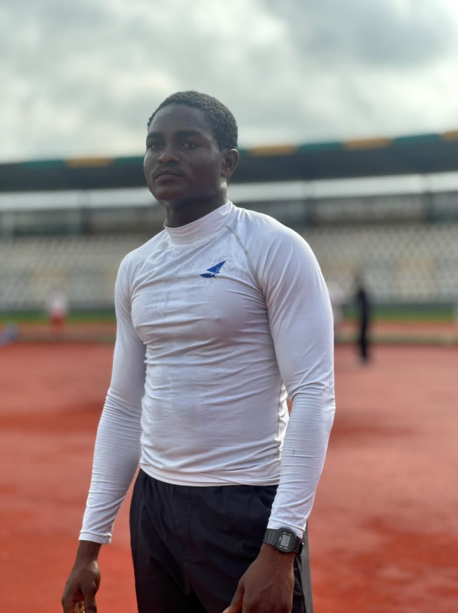 Akintunde Mubarak standing on a stadium track
