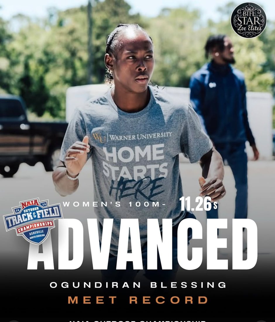 Ogundiran Blessing in a Warner University t-shirt